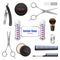 Realistic Barber Shop Accessories Set