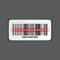 Realistic barcode sticker on gray background. Identification tracking code. Serial number, product ID with digital