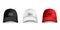 Realistic baseball cap front view mockup set with text logo template.