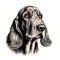 Realistic Basset Hound Engraving: Detailed Portrait Illustration