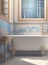 Realistic bathroom in blue and white Disneyinspired.