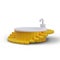 Realistic bathtub with steps. Yellow round bathtub, side view