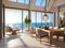 Realistic beachside penthouse: Mediterranean style sunlit beauty.