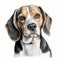 Realistic Beagle Dog Portrait In Detailed Charcoal Drawing