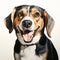 Realistic Beagle Portrait: Detailed Charcoal Drawing On Isolated White Background
