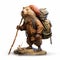 Realistic Bear Statue With Backpack And Sticks