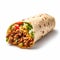 Realistic Beef And Vegetable Burrito On White Background