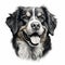 Realistic Bernese Dog Drawing Poster With Hyper-detailed Illustrations