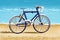 Realistic Bicycle on the beach card Vector. Detailed 3d illustrations