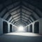 Realistic Big Abandoned Concrete Factory Hallway Garage Tunnel Clear Asphalt Concrete Floor AI Generative Illustration