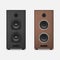 Realistic big loud speakers set vector illustration acoustic systems for home or music studio