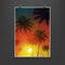 Realistic billboard summer. Palm trees, date palms. Sunset, afterglow, sundown, twilight, sunrise, evening. Art for