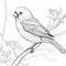 Realistic Bird Perched On Branch Coloring Pages