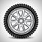 Realistic black auto tire - vector