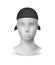 Realistic black bandana. Textile headwear on 3D white minimalistic mannequin. Modern accessory for head and hair