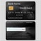 Realistic black bank plastic credit card with chip vector template isolated