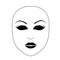 Realistic black carnival mask on white background. Monochrome design. Simple theater symbol.