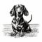 Realistic Black Dachshund Dog Illustration In Clean Inking Style