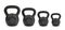 Realistic black different weights kettlebell set. Vector illustration for sport design.