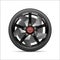 Realistic black gray car wheel alloy kevlar with tire style sport race on white background vector