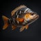Realistic Black And Orange Fish In Zbrush Style Studio Shot