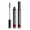 Realistic black and red silver metallic tube with mascara and brush.