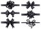 Realistic black ribbons with bows. Dark festive wrapping bow, holiday gift ribbon decoration 3d realistic illustration