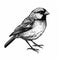 Realistic Black And White Bird Drawing: Detailed And Distinctive Illustration