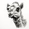 Realistic Black And White Camel Portrait Tattoo Drawing