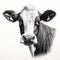 Realistic Black And White Cow Portrait Tattoo Drawing