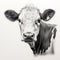 Realistic Black And White Cow Portrait Tattoo Drawing