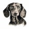 Realistic Black And White Dachshund Dog Illustration