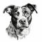 Realistic Black And White Dog Portrait Illustration - High Contrast 3d Art