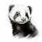 Realistic Black And White Ferret Drawing With Digital Painting Style