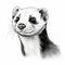 Realistic Black And White Ferret Portrait Illustration