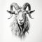 Realistic Black And White Goat Head Tattoo Artwork