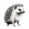 Realistic Black And White Hedgehog Drawing Illustration