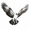 Realistic Black And White Osprey Illustration With Tattoo-inspired Style