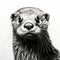 Realistic Black And White Otter Portrait Tattoo Drawing