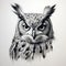 Realistic Black And White Owl Portrait Tattoo Drawing