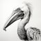 Realistic Black And White Pelican Portrait Tattoo Drawing