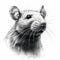 Realistic Black And White Rat Portrait Tattoo Drawing