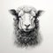 Realistic Black And White Sheep Portrait Tattoo Drawing