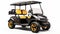 Realistic Black And Yellow Golf Cart - High Definition Image