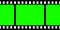 Realistic blank film strip, camera roll. Old retro cinema movie strip with green chroma key background. Analog video