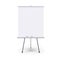 Realistic blank flipchart with three legs isolated on white clean background. White roll up banner for presentation