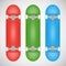 Realistic blank skateboard template - red, green, blue