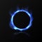 Realistic blue fire circle. Ring of blue fire with shiny flame effect. Vector burning round on black transparent