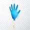 Realistic blue medical latex glove balloon. Shine helium balloon made from medical latex glove. Vector illustration
