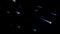Realistic blue meteor shower on black background.